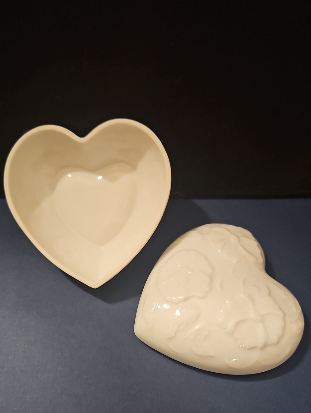 Limoges White Heart Trinket Box